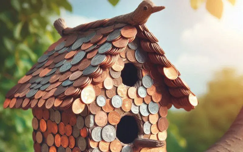 Customized Birdhouses made with Pennies