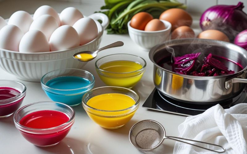 Elements for dyeing Easter eggs